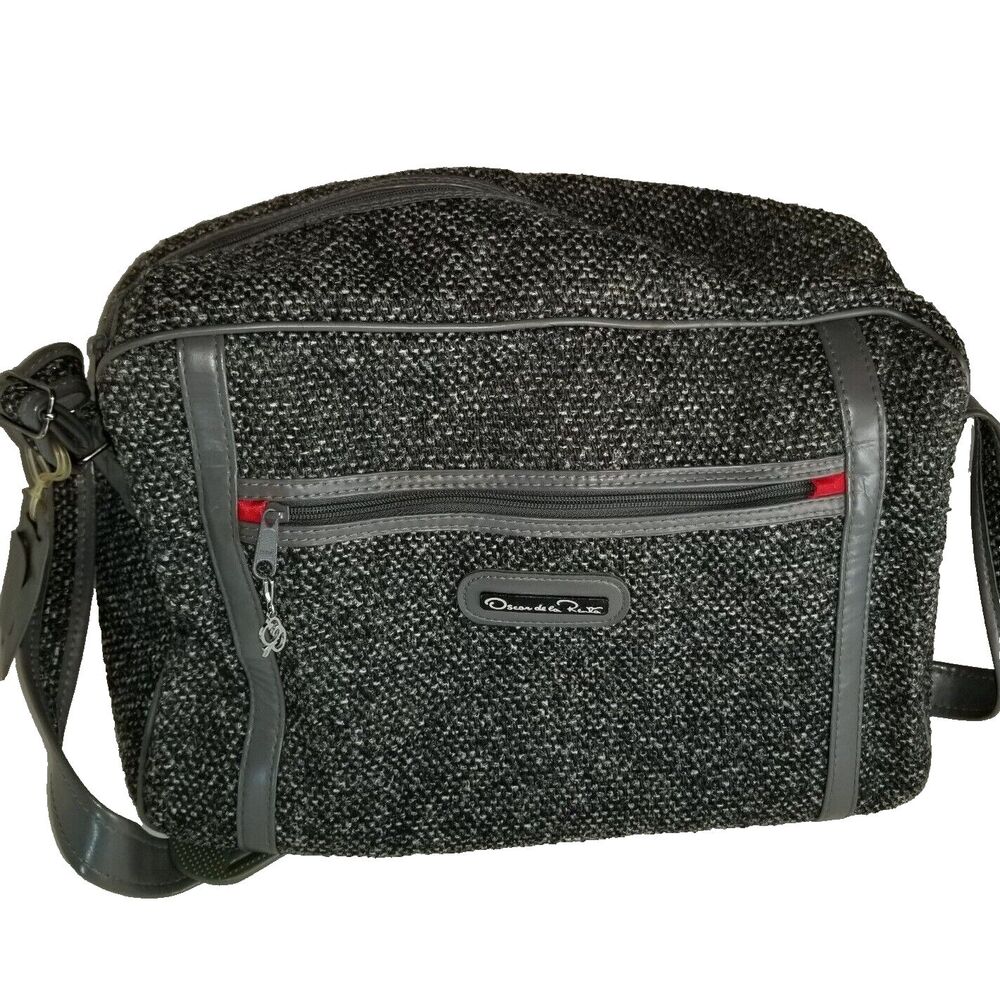 Oscar de la Renta Bag Weekender Luggage Travel Tweed Unisex Womens Mens Vintage